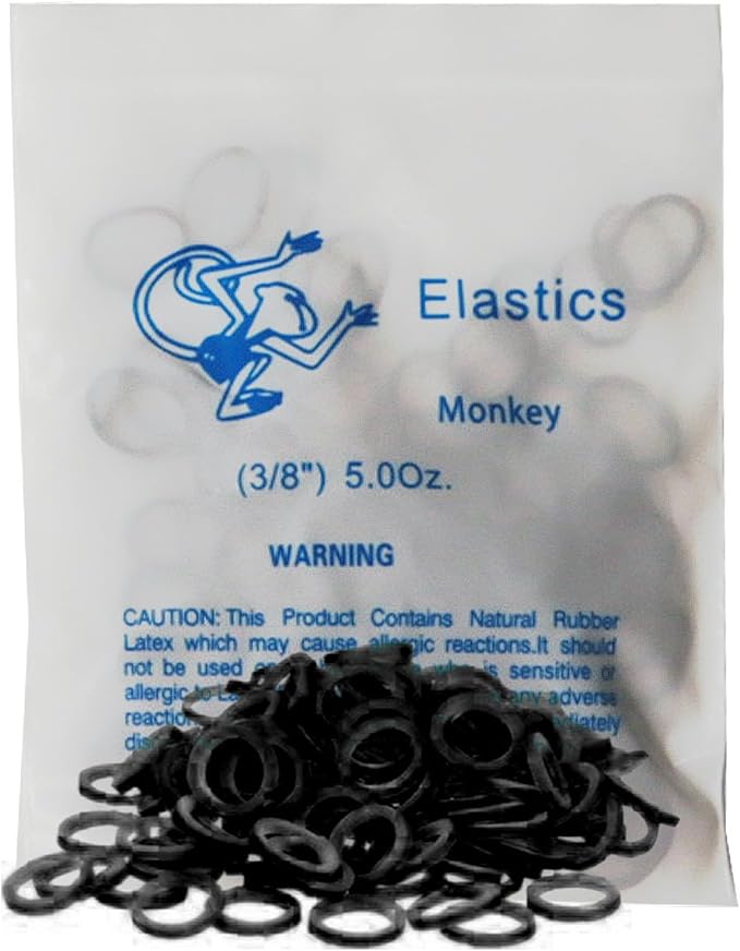 LA MIERE Non latex 100P Black Orthodontic Elastics Dental Rubber Bands Intraoral Black Elastic Bands (Medium, 5 Oz, 3/8"（9.5mm))