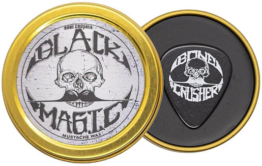 Black Mustache Wax | Black Magic Death Grip Moustache Wax | Hide Grey Hair In Beard Or Moustache | Extra Strong Hold Mustache Wax Unscented | 1 oz Tin Heat Source Required (Black Magic Bone Crusher)