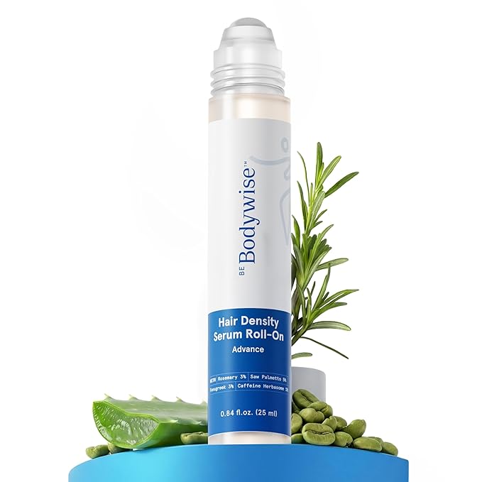 Be Bodywise Advanced Hair Density Roll-On Serum 25 ml | 5% Saw Palmetto, 3% Rosemary, 1% Caffeine Herbasome & 3% Fenugreek | Scalp Serum for Reduced Hair Fall | Men & Women