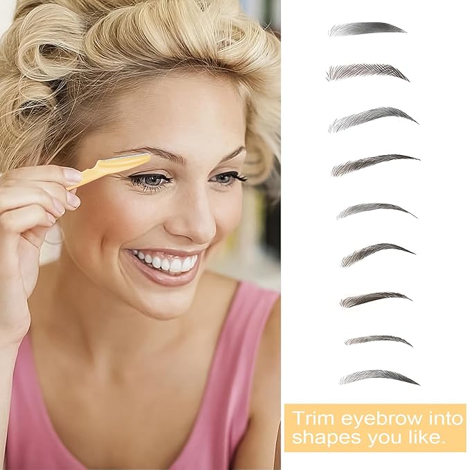 12 Pcs Yellow Eyebrow Razors, Face Razors Multipurpose, Exfoliating Dermaplaning Tools, Eyebrow Trimmers Shaver with Protective Cover, Facial Hair Removal for Women Men Body Use