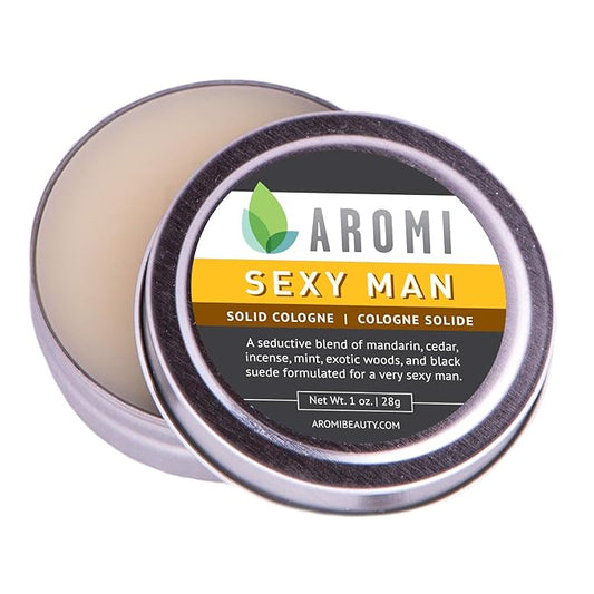 Aromi Solid Cologne | Aromatic, Woodsy Men's Fragrance, Mandarin, Mint, and Suede Scent, Vegan, Cruelty-free, Gift for Him, Stocking Stuffer, Travel, (Sexy Man)