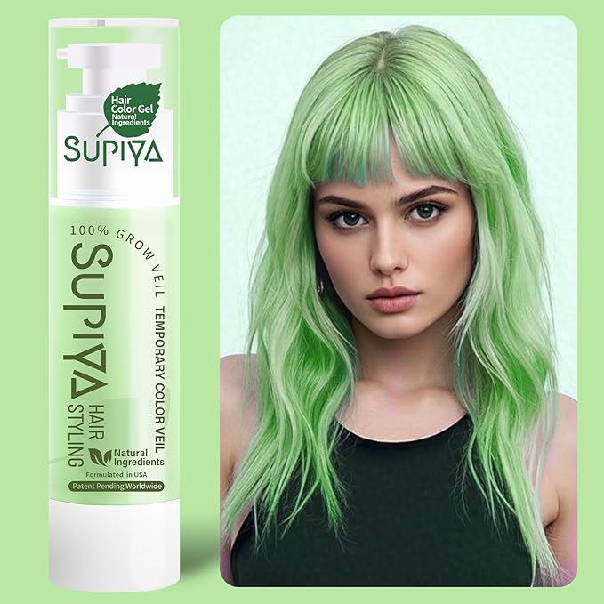 Temporary Hair Styling Color Serum, Green Blue Purple Red Hair Dye Color Gel Washable Natural Instant Hair Color Wax for DIY Hairstyle for Kids Men Women(Green#33)