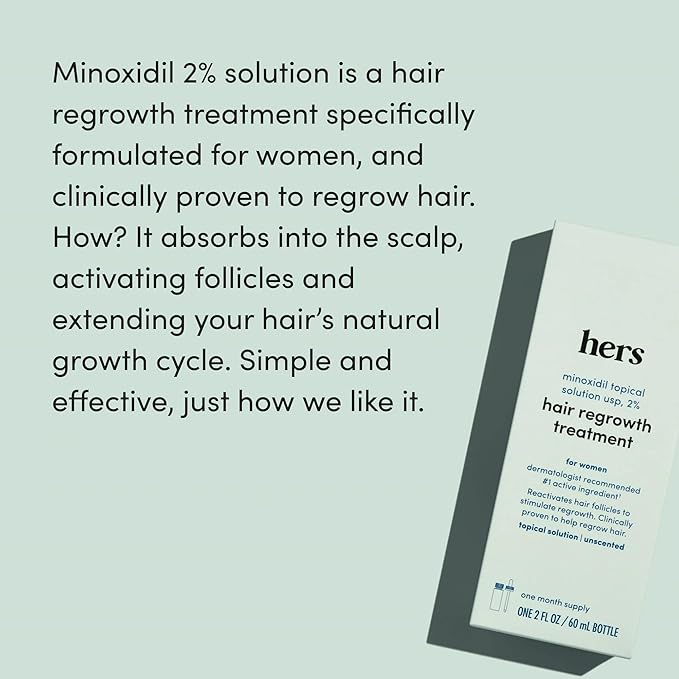 hers Full Volume Shampoo & Conditioner Set - Volumizing Set for Women- Adds Volume & Shine - Coastal Cedar Citron - 2 x 6.4 oz & hers Minoxidil 2% Topical Serum Solution, Hair Regrowth Treatment, 2 oz