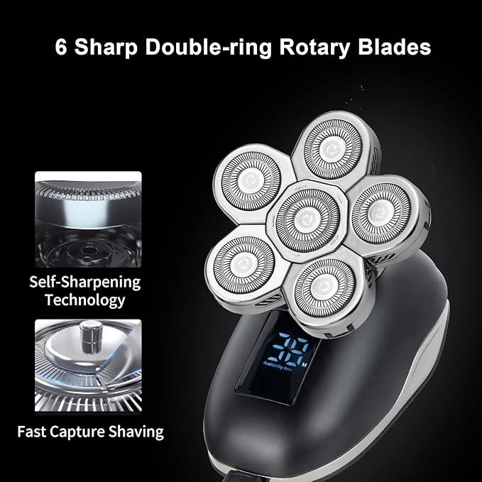 Head Shaver Replacement Heads,Head Shaver Replacement Blades, Head Shavers for Bald Men,Head shavers for Men, Stainless Steel Rotary Blades for Electric Head Razor (silver6)