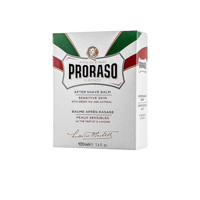 Proraso After Shave Balm - Oatmeal & Green Tea - Nourishing & Gentle Formula After Shave Cream for Sensitive Skin - Premium Italian Shaving for Men - 3.4oz