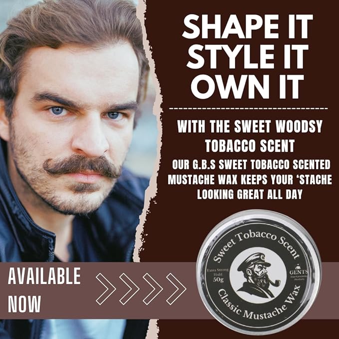 G.B.S Strong Hold Scent Variety Mustache Wax, Easy Application, Restyleable, long lasting hold with Styling Comb (1.7 oz) (3 Pack, Sandalwood, Sweet Tobacco, Unscented)