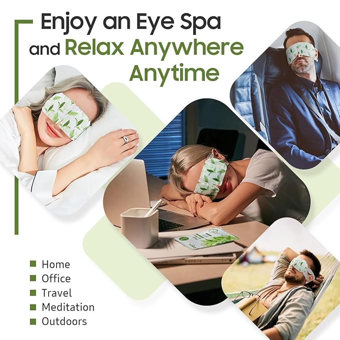 Steam Eye Mask, 10Packs Heated Eye Mask, Self Heating Disposable SPA Warm Compress for Eyes Sleep Mask, Travel Essentials & Relaxation Gifts, Valentine's Day Gifts (Green Tea Scent)