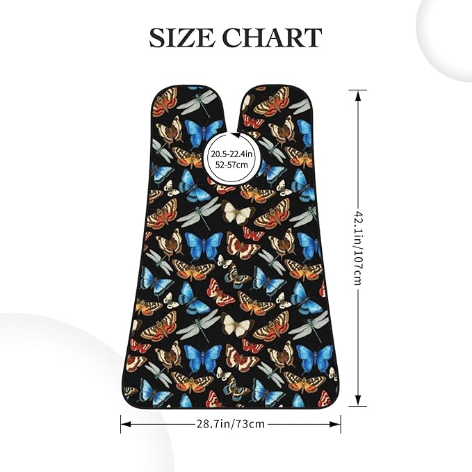 Non-Stick Beard Bib for Shaving, Moth Bee Butterfly Pattern Shave Bib, Waterproof Hair Catcher with Suction Cups, Grooming Apron Men Husband