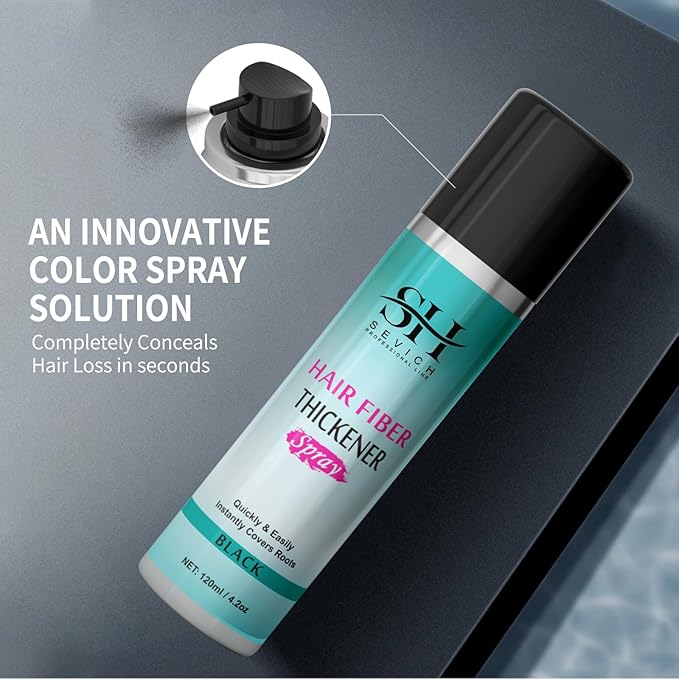 Sevich Hair Fiber Spray - Instant Hair Thickening Powder for Men & Women, Hair Building Fibers for Thinning Hair, Root Touch Up Hair Color, Waterproof, Sweatproof, Natural Look,120ml Dark Brown