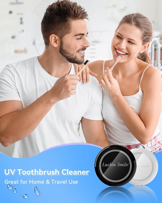 UV Toothbrush Sanitizer for Bathrooms, Single Toothbrush Sanitizer, Wall Mounted Tooth Brush Sanitizer Holder with Fan Drying, No Drilling (Black)