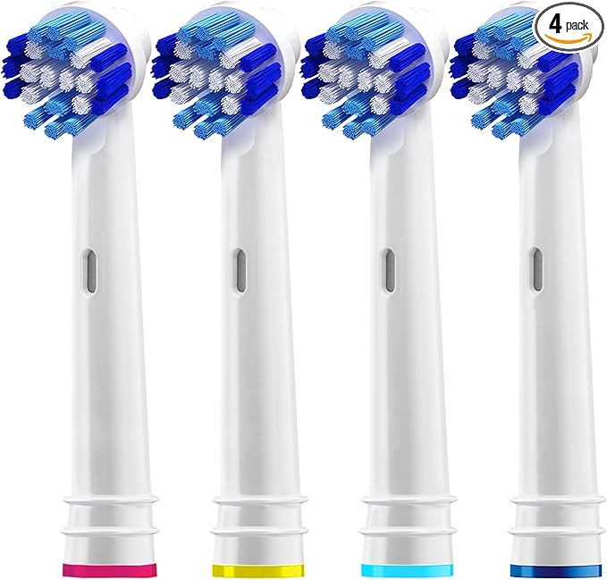 Replacement Brush Heads Compatible with OralB Braun- Pack of 4 Professional Electric Toothbrush Heads- Precision Refills for Oral-b 7000, Clean, Oral B Pro 1000, 9600, 500, 3000, 8000, Vitality Plus!