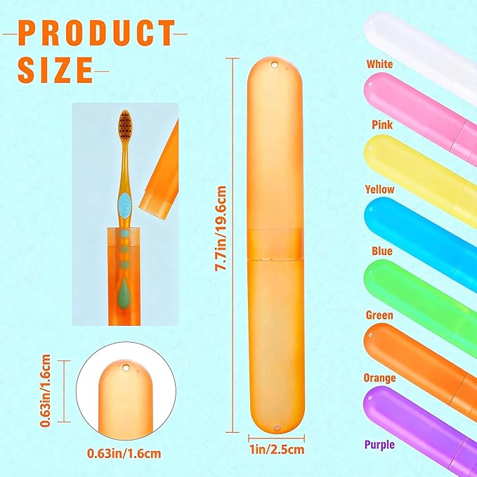 30 Pack Travel Toothbrush Case, Plastic Portable Toothbrush Holder, Dust Proof Breathable Storage Container for Camping School Bathroom Home,7 Colors