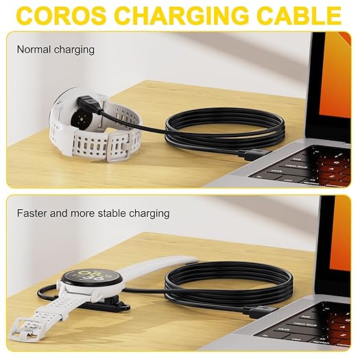 USB Charging Cable for COROS Pace 2/3/vertix/vertix 2/Apex Pro/APEX 2/2 Pro; USB Adapter with Type C Converter