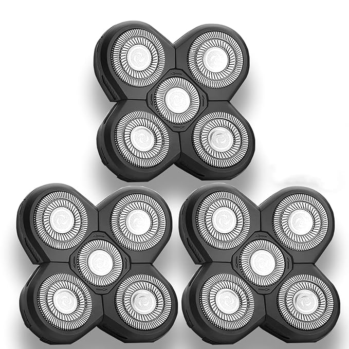 3 Pack Shaver Replacement Blades Compatible with F-ree-bird Head Shaver Kit, 5 Blades Shaver Replacement Heads for Bald Men, Ruixin Replacement Blades for Flex-series Electric.