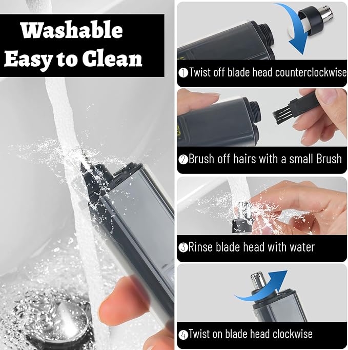 Nose and Ear Hair Trimmer for Men, 2026 Nose Hair Trimmer Clipper with LED Display for Women, Professional IPX7 Waterproof Dual Edge Blades Nasal Trimmer Clippers for Travel