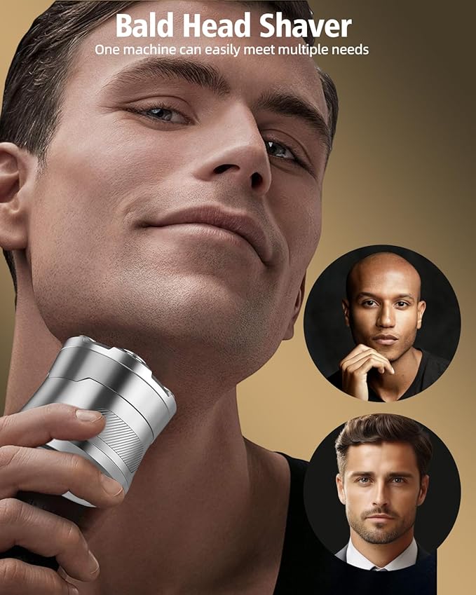 VOVO Head Shavers for Bald Men 2 Speed 6D Electric Face Head Shaver Large Capacity Cordless Type-C Rechargeable IPX7 Waterproof Bald Head Shaver Wet & Dry Use Head Razor Suitable for Home and Travel