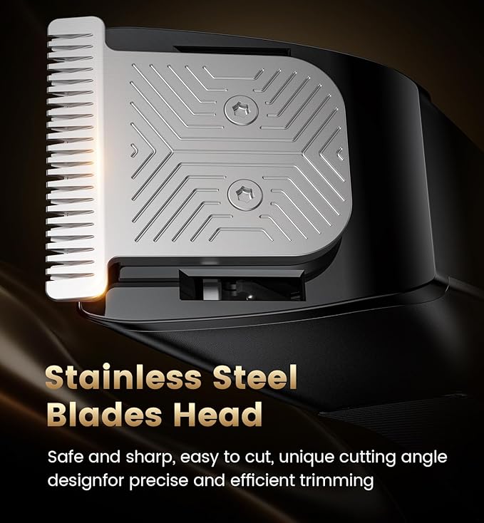 Men's Beard Trimmer-All-in-One Mustache Trimmer with 20 Length Adjustable, Stainless Steel T-Blade for Precision Facial Hair Trimming Cordless IPX7 Waterproof Wet/Dry Clipper,LED Display