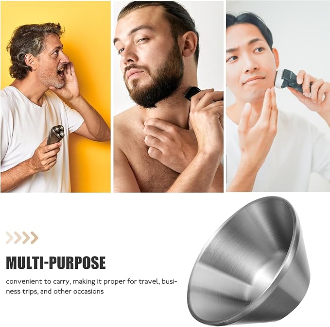 Beaupretty Men Shaving Soap Bowl 12x5.7cm Stainless Steel Reusable Shave Bowl for Beard Care and Shaving Supplies for Household Use