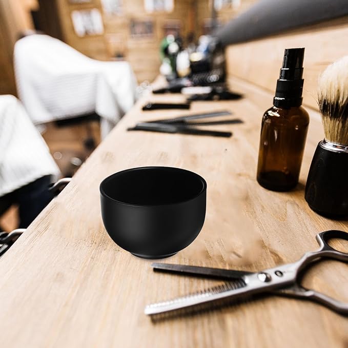 Black Stainless Steel Shaving Soap Bowl with Lid, Small Metal Shave Mug for Men’s Shaving Brush and Cream Warmer, Sturdy Black Shave Accessories for Bathroom Use