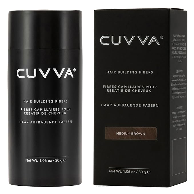 CUVVA Hair Building Fibers (30g) - Instantly Fill in Fine and Thinning Hair to Create a Thicker, Fuller Look - 13 Different Shades for Men & Women - Medium Brown