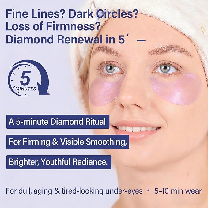 DIAMOND GAZE Firming Hydrogel Eye Patches 28 Pairs, 5-Min Retinol & Niacinamide Eye Masks to Smooth and Brighten, Reduce Fine Lines & Dark Circles, Relaxing Gifts for Her Holiday Set