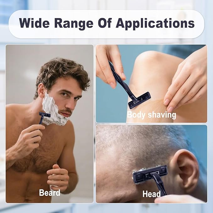 Disposable Razors in Bulk, Bulk Razors with Knife Cap, Individually Packaged Disposable Razors Bulk with Shaving Cream for Hotels, Shelters, Homeless, Nursing Homes, Charities, Black (100 pieces)