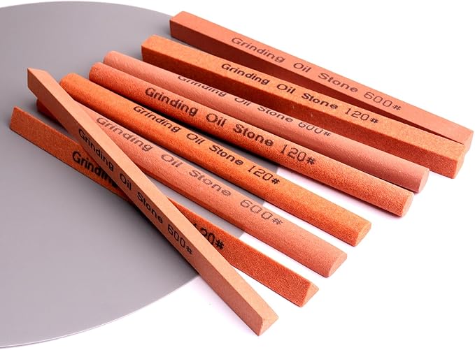 Sharpening Stone Set,8pcs 120#,600# Sanding Sticks Knife Whetstone White Corundum Oil Stone for Knife,Most Bladed&Cutting Tool (5.91x0.39 inch-Multi)