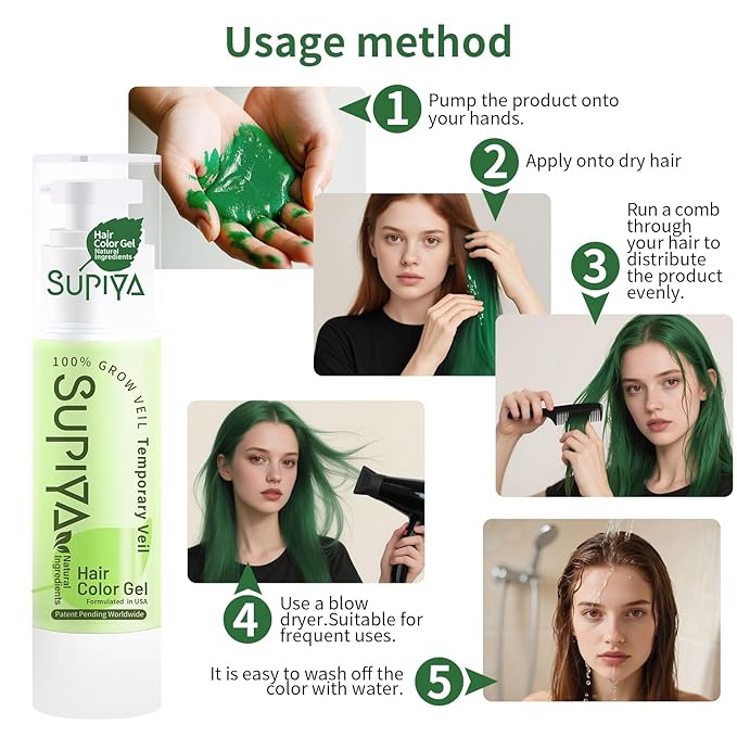 Temporary Hair Styling Color Serum, Green Blue Purple Red Hair Dye Color Gel Washable Natural Instant Hair Color Wax for DIY Hairstyle for Kids Men Women(White#89)