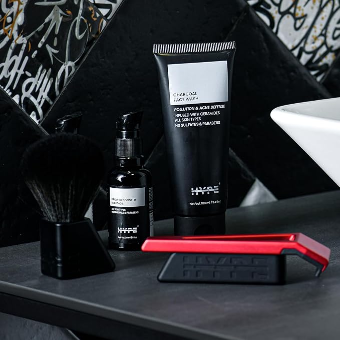 HYPE Vegan Shave Brush – Premium Synthetic Fibers, CNC Machined Aluminum Handle – Whips Up Luxurious Lather for a Smooth, Precise Shave - Black