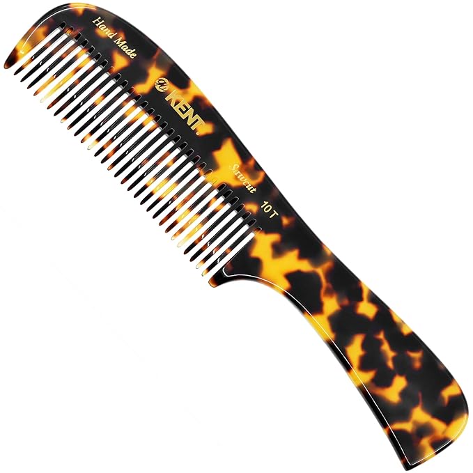 Kent 10T TY Large Detangler Comb, Handmade Wide Tooth Comb for Curly Thick Hair, Detangling Combs For Wet and Dry Hair, Saw-Cut and Hand Polished Made in England