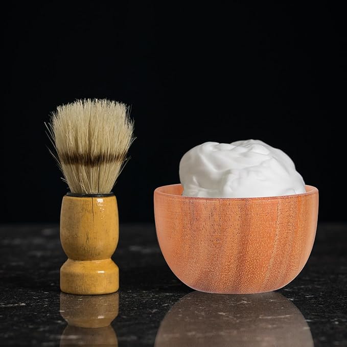 Wooden Shaving Soap Bowl for Men Reusable Shaving Lather Bowl with Smooth Foam for Bathroom and Travel Use