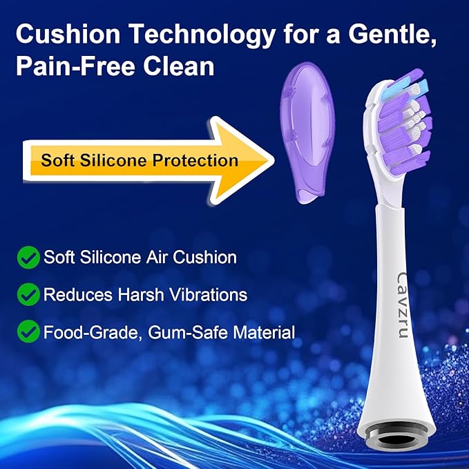 Replacement Toothbrush Heads for Philips Sonicare Electric Toothbrush,Real Dupont Bristles for Sonicare A3 G3 W3 C3 C2 Brush Head, 6 Pack-Purple
