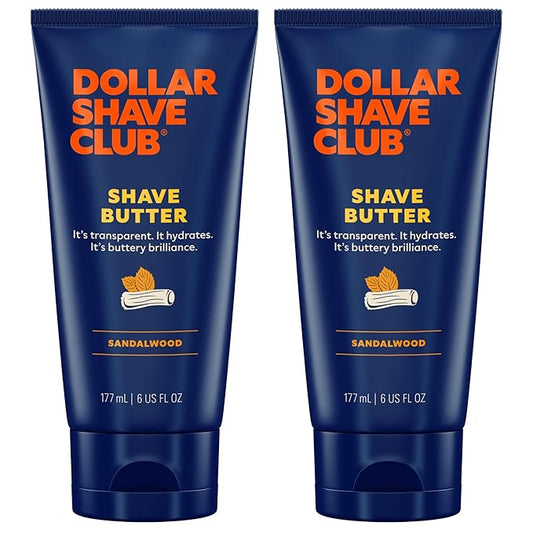 Dollar Shave Club | Shave Butter 6 ounce (2 Pack) Sandalwood | Translucent Shaving Cream for Sensitive Skin