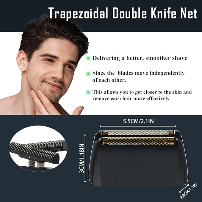 Shaver Foil Head Cutter Bar Replacement,Compatible with Wahl 5 Star Series Vanish Shaver 8173-700,High Performance Shaving Accessorie, Black (2 Pack)