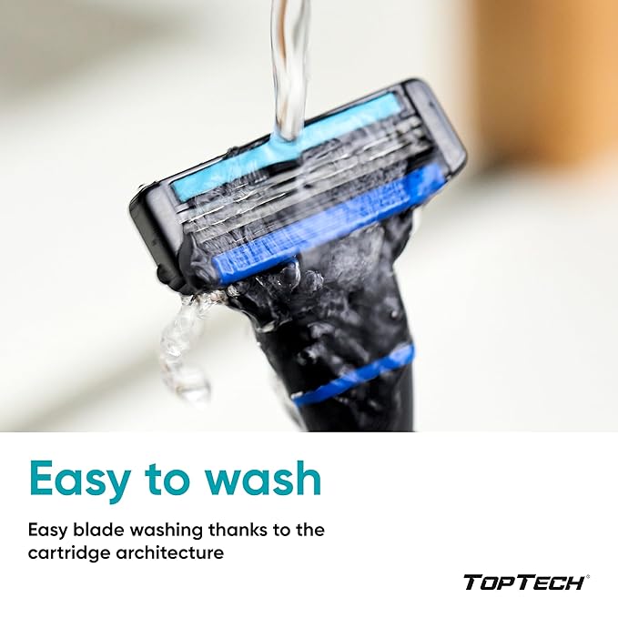 Razor 3 for Men - Replaceable Cartridges for Manual Shaving Razor - 3-Blade Technology Refills - Fits Gillette Mach3 - Soft Shave Sharp Blades - Cost-effective Refill (8 refills)