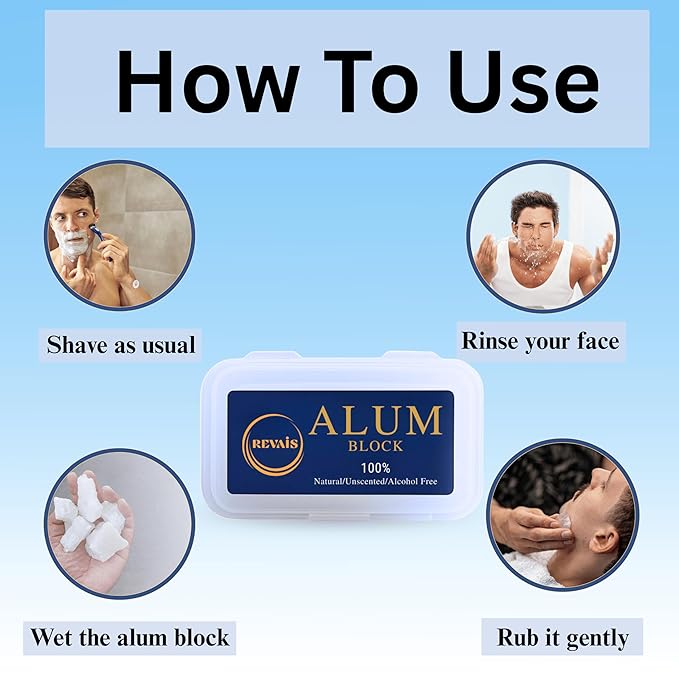 Natural Alum Block 100g – 100% Pure Fitkari Stone Deodorant & Aftershave for Men, Soothes Razor Burn & Shaving Cuts, Astringent, Non-Staining, Unscented, Alcohol-Free, Gentle on Skin