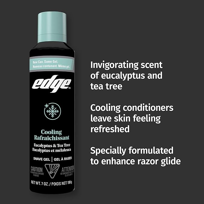 Edge Shave Gel for Men, Cooling Eucalyptus & Tea Tree, 7oz (3 Pack) - Shaving Gel For Men That Moisturizes, Protects and Soothes To Help Reduce Skin Irritation (Packaging May Vary)
