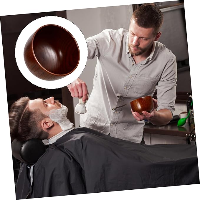 FRCOLOR Thick Wooden Shaving Soap Bowl with Smooth Polished Surface Shave Mug for Men Classic Lather Cup Easy Foam Stirring Portable and Stylish
