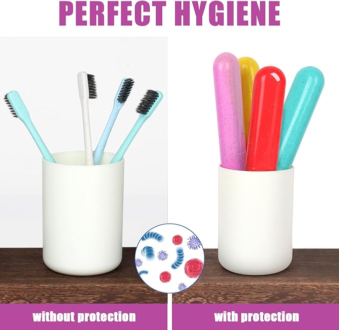 6 Pack Toothbrush Travel Case, Travel Toothbrush Holder, Sanitary Toothbrush Storage, Eco-friendly Toothbrush Protector Covering for Traveling, Business，Camping, Home, School