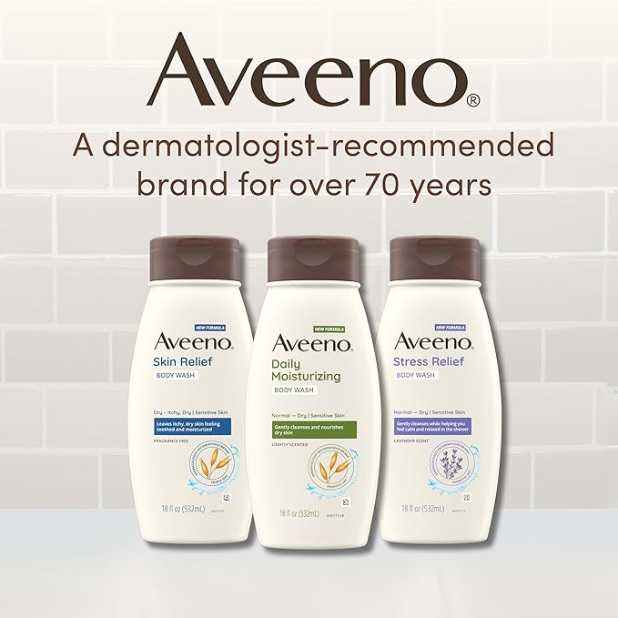 Aveeno Daily Moisturizing Body Wash for Sensitive Skin + Prebiotic Oat, Gently Cleanses Dry Skin & Feels Moisturizing, Light Fragrance, Travel Size, 2 fl. oz