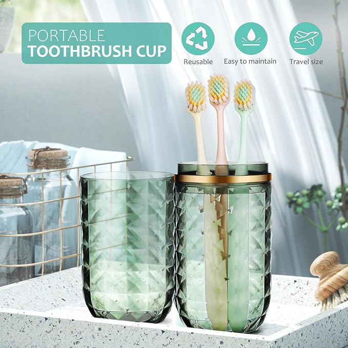 Didiseaon Travel Toothbrush Case Portable Tooth Brush Cup Toothbrush Holder with Cover for Traveling/Camping/School/Home or Daily Uses