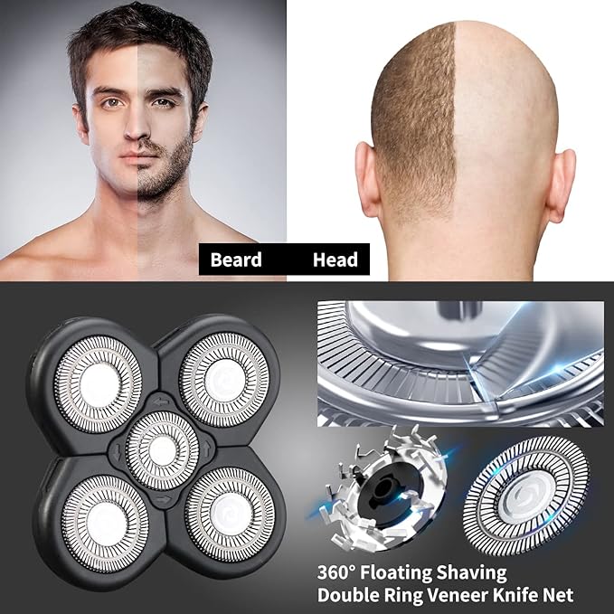 5 Blades Electric Shaver Replacement Heads Universal Blade for Razor (5D Black)