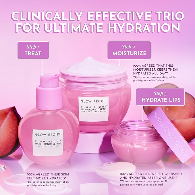 Glow Recipe Plum Plump Hyaluronic Acid Face Cream Moisturizer, Travel Size, Korean Moisturizer for Dry Skin, Plumping + Firming Hydration, Polyglutamic Acid + Peptides (20ml)