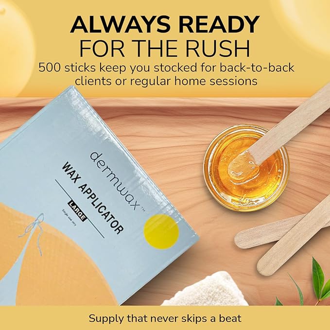 Large Wax Applicator – Durable, Premium Birchwood Wax Sticks for Smooth, Even Application – Hygienic, Disposable Waxing Sticks for Professional or Personal Use – 6" x 3/4", Box of 500