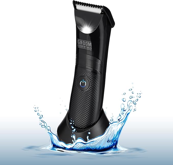 CHARGEWORX Manscape Body Trimmer for Men, Nose Hair Trimmer & Beard Clipper, Electric Groin & Pubic Groomer, Waterproof IPX5, Ceramic Blades, LED Light, Rechargeable Battery Powered