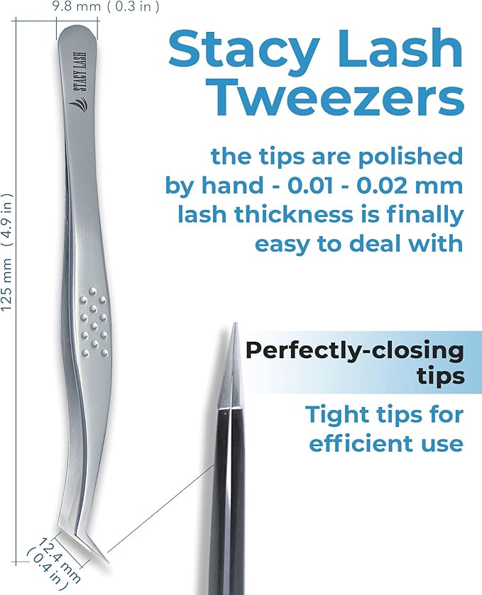 Stacy Lash STL-14 Curved Eyelash Extension Tweezers/Supplies for Classic Extensions & Volume Premade Fans/Precision Tools for False Lashes Application/Eyelashes Applicator/Beauty Accessories