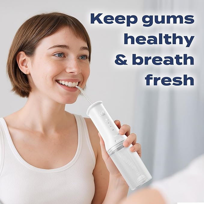 7AM2M Portable Water Flosser Cordless, Dental Water Flosser for Travel and Home Use (White)