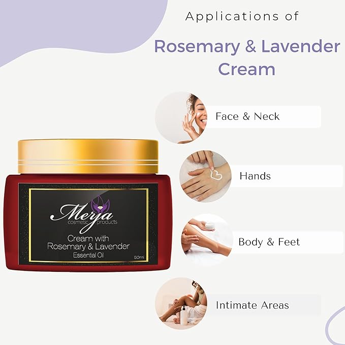 Merja Face cream with Rosemary & Lavender Essential Oils-Premium Skin care for a Radiant Youthful Complexion-Face Moisturizer- Premium Quality Cream 1.69 oz, 50 ml