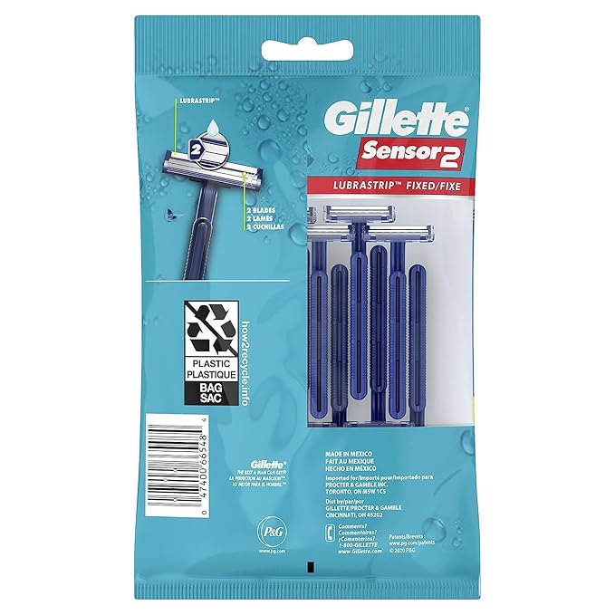 Gillette Sensor2 Men's Disposable Razors, 12Count