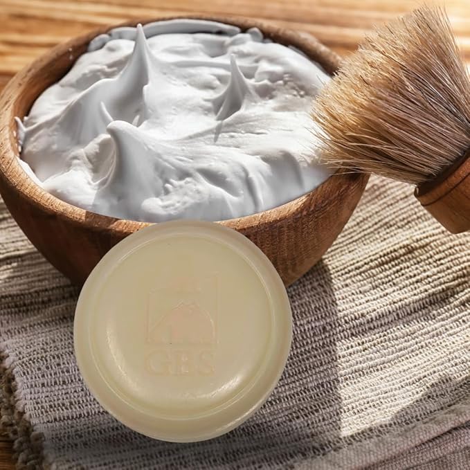 G.B.S Men’s Shaving Soap Pack 97% All Natural Enriched With Shea Butter & Glycerin, Creates Rich Lather Form, 3 Oz Each Nourishes Skin Smooth Clean Shave Pack of 4 Different Scents
